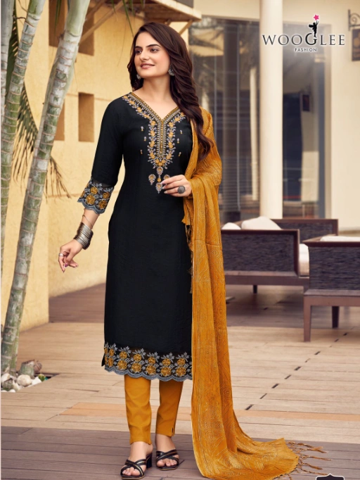Wooglee Sagaai Wholesale Viscose Kurti With Bottom Dupatta - Image 7
