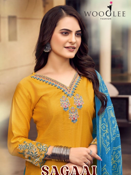 Wooglee Sagaai Wholesale Viscose Kurti With Bottom Dupatta