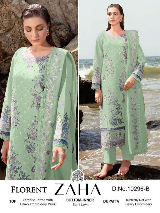 ZAHA Floren Wholesale Pure Cotton Embroidered Pakistani Suit