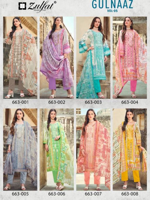 Zulfat Designer Gulnaaz Vol 5 Wholesale Cotton Salwar Kameez - Image 9
