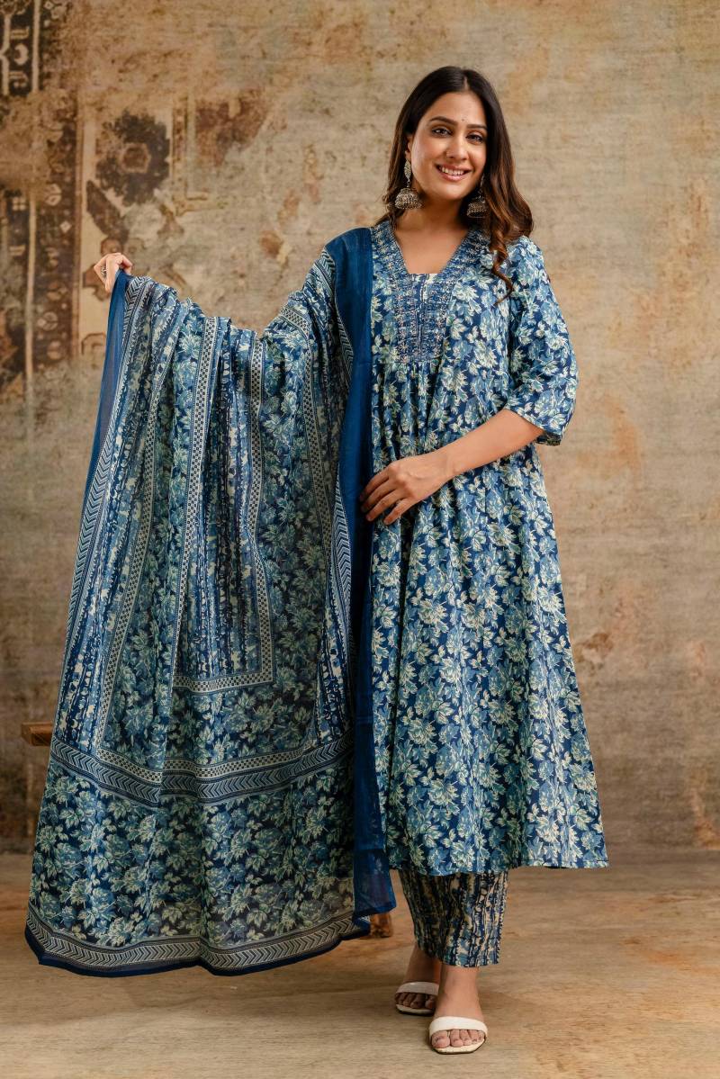 Nityaa F 14 Cotton Printed Kurti Bottom With Dupatta Set - Image 4