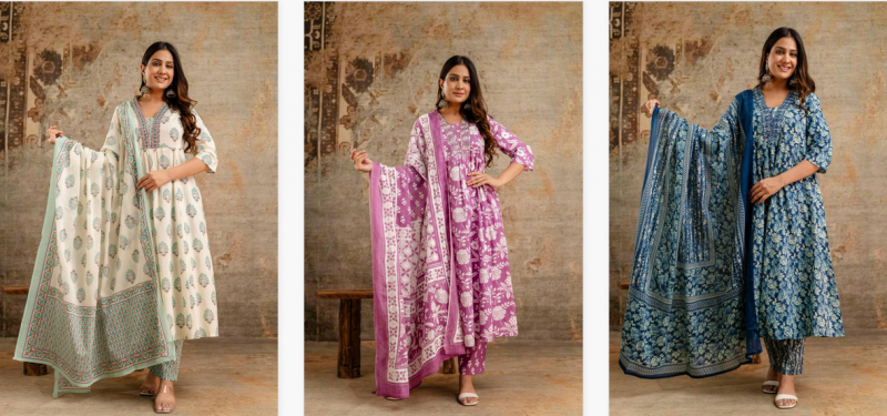 Nityaa F 14 Cotton Printed Kurti Bottom With Dupatta Set - Image 3