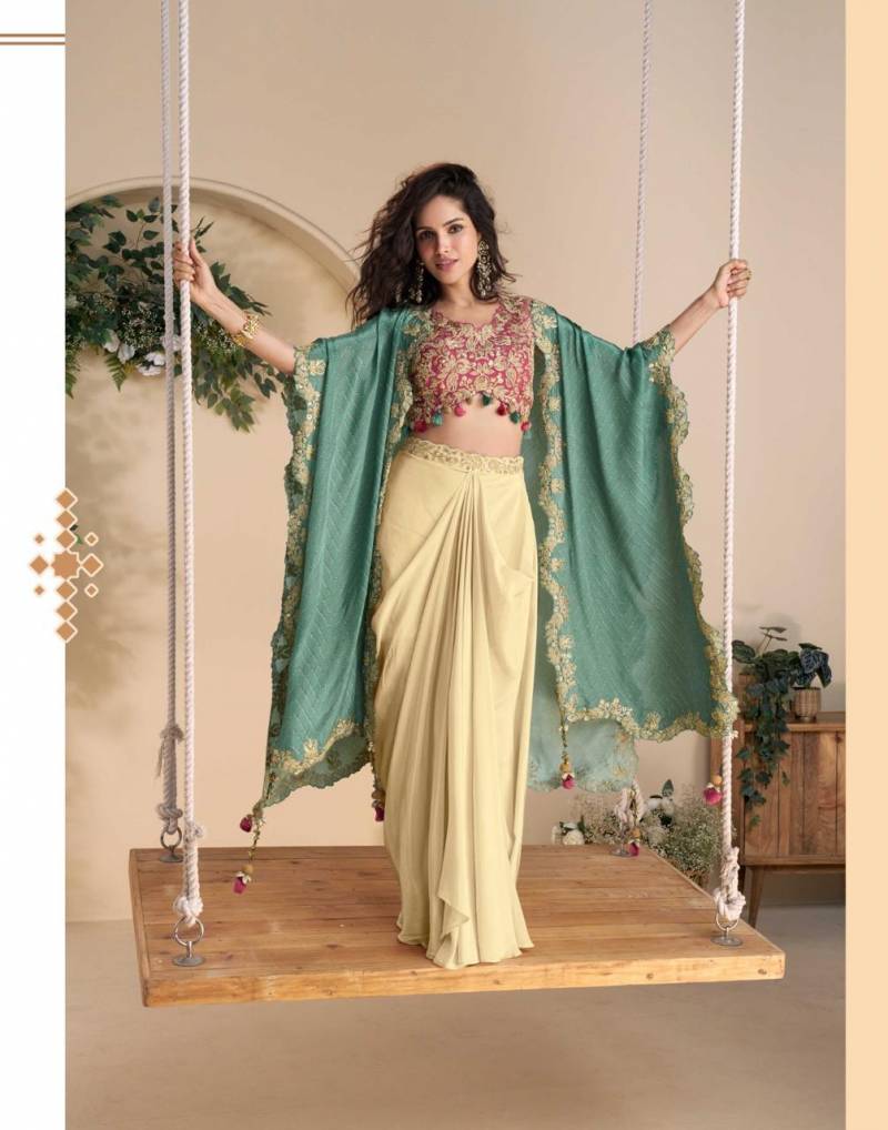 Sayuri Wonaya Chinon Silk Designer Indo Western Set - Image 2