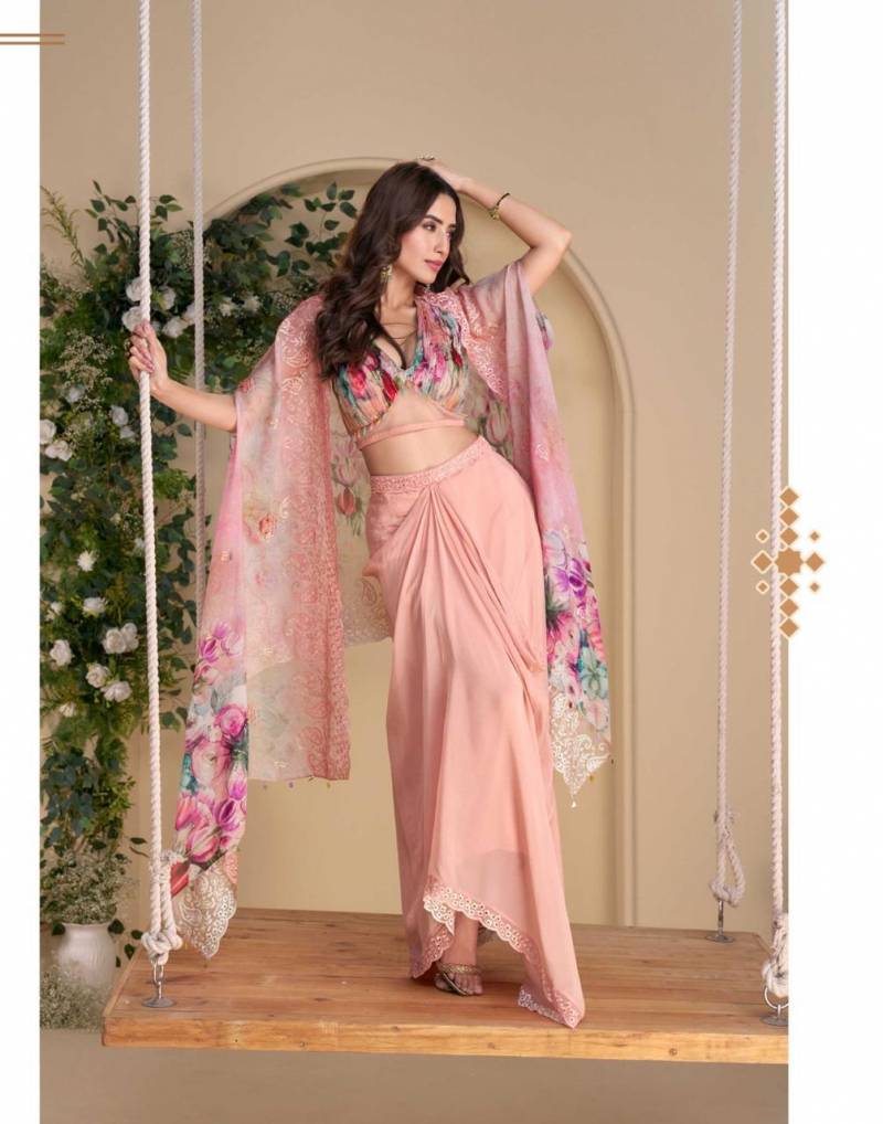 Sayuri Wonaya Chinon Silk Designer Indo Western Set - Image 5