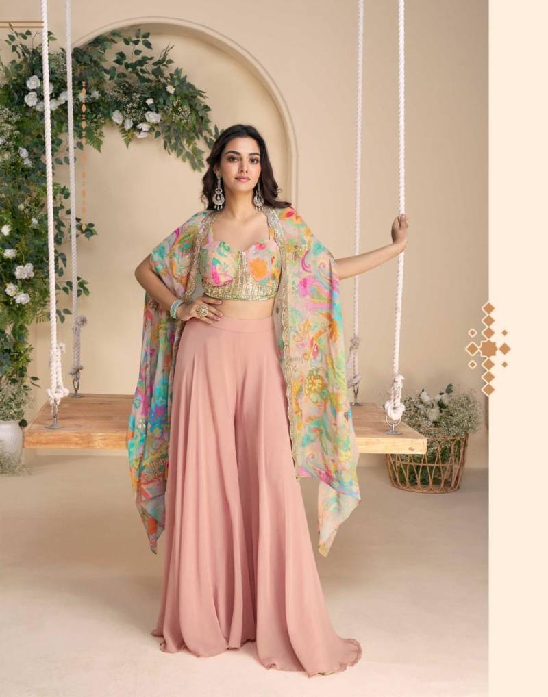 Sayuri Wonaya Chinon Silk Designer Indo Western Set - Image 4