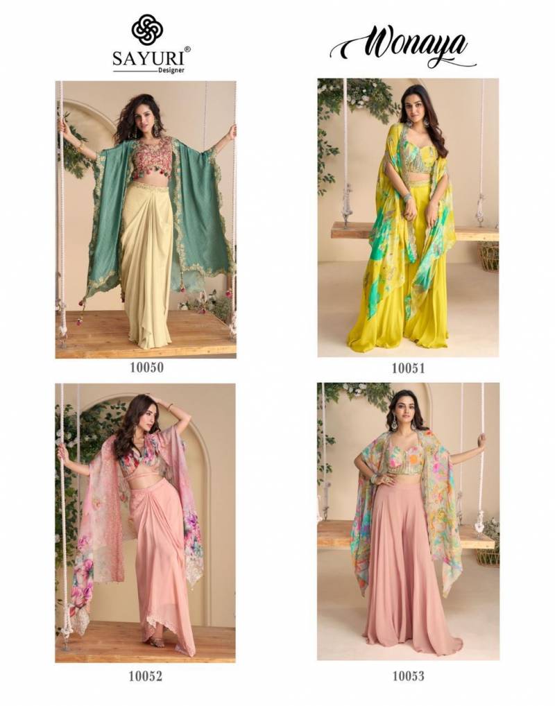 Sayuri Wonaya Chinon Silk Designer Indo Western Set - Image 3