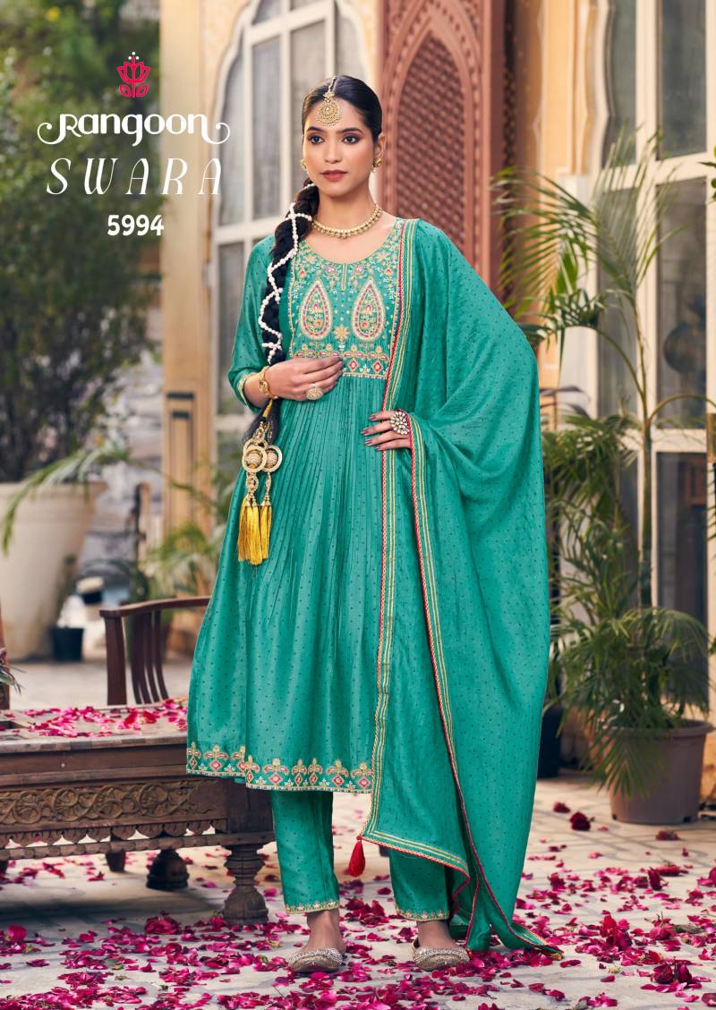 Rangoon Swara Silk With Fancy Work Readymade Suit