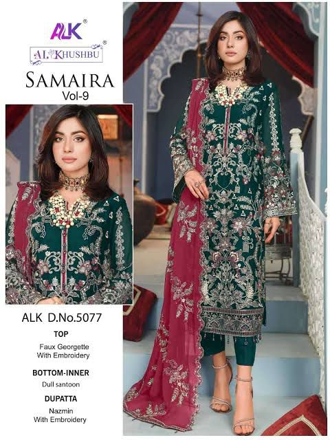 AL_KHUSHBU Samaira Vol-9 Wholesale Embroidered Georgette Pakistani Suit - Image 10