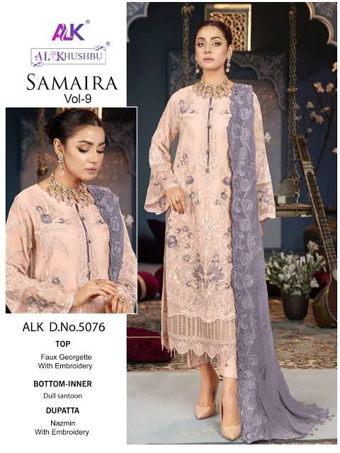 AL_KHUSHBU Samaira Vol-9 Wholesale Embroidered Georgette Pakistani Suit