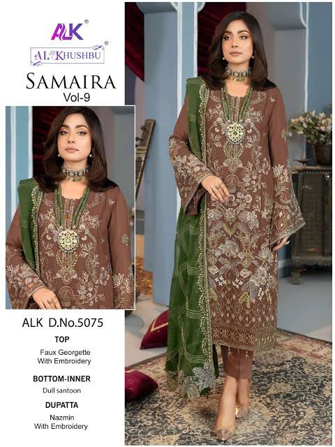 AL_KHUSHBU Samaira Vol-9 Wholesale Embroidered Georgette Pakistani Suit - Image 2