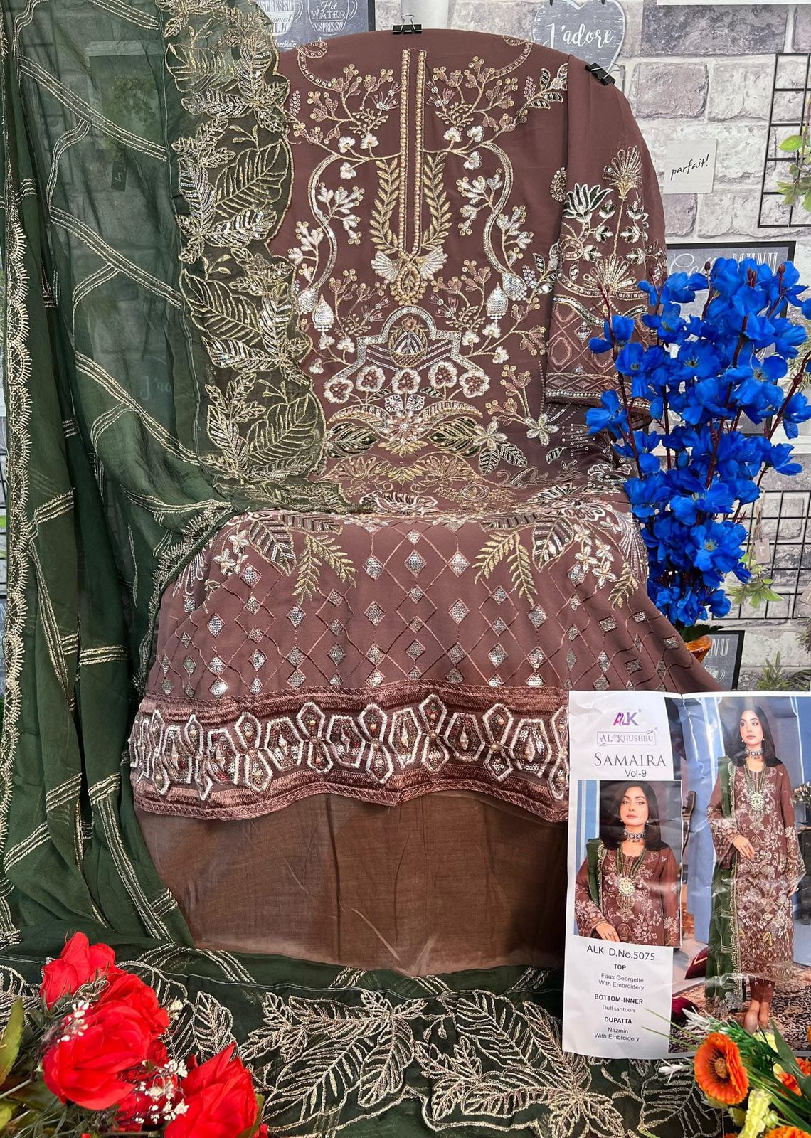 AL_KHUSHBU Samaira Vol-9 Wholesale Embroidered Georgette Pakistani Suit - Image 4