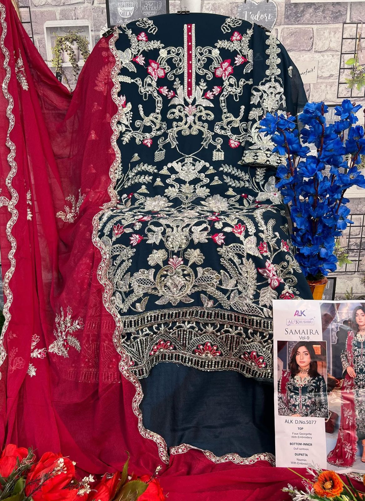 AL_KHUSHBU Samaira Vol-9 Wholesale Embroidered Georgette Pakistani Suit - Image 5