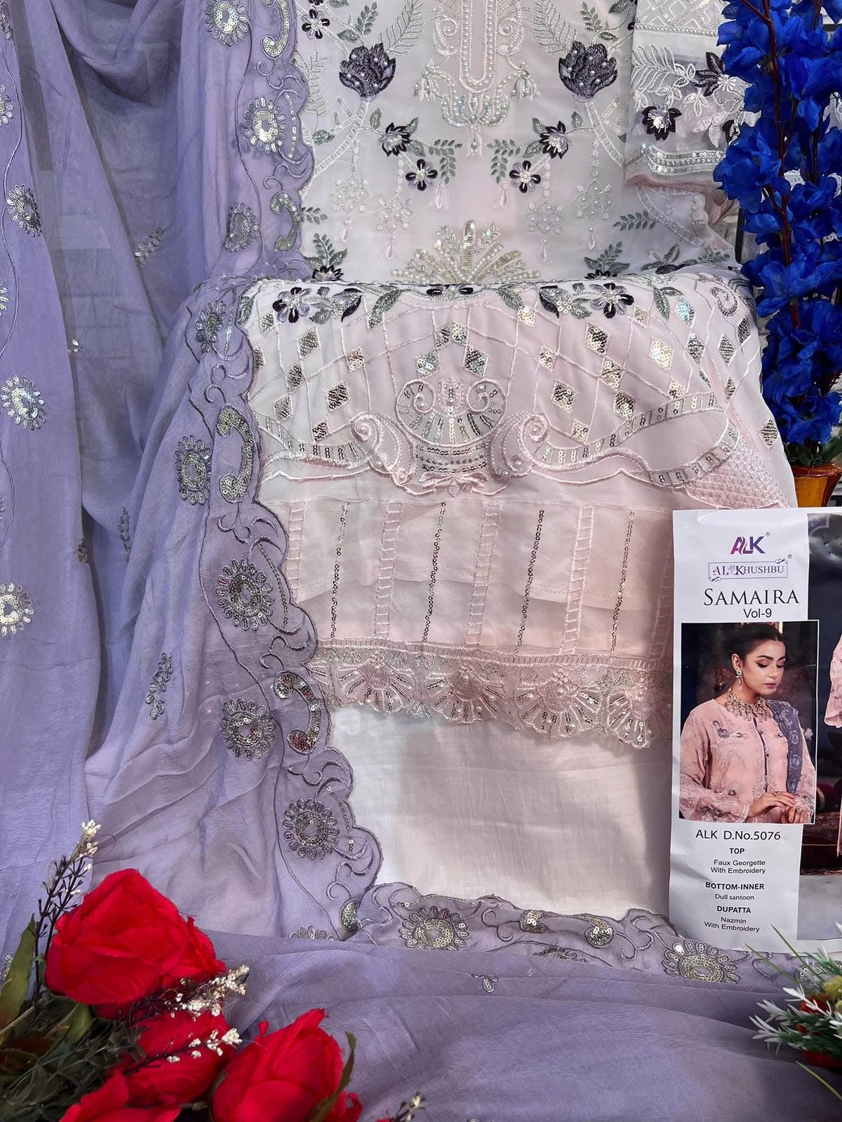 AL_KHUSHBU Samaira Vol-9 Wholesale Embroidered Georgette Pakistani Suit - Image 6