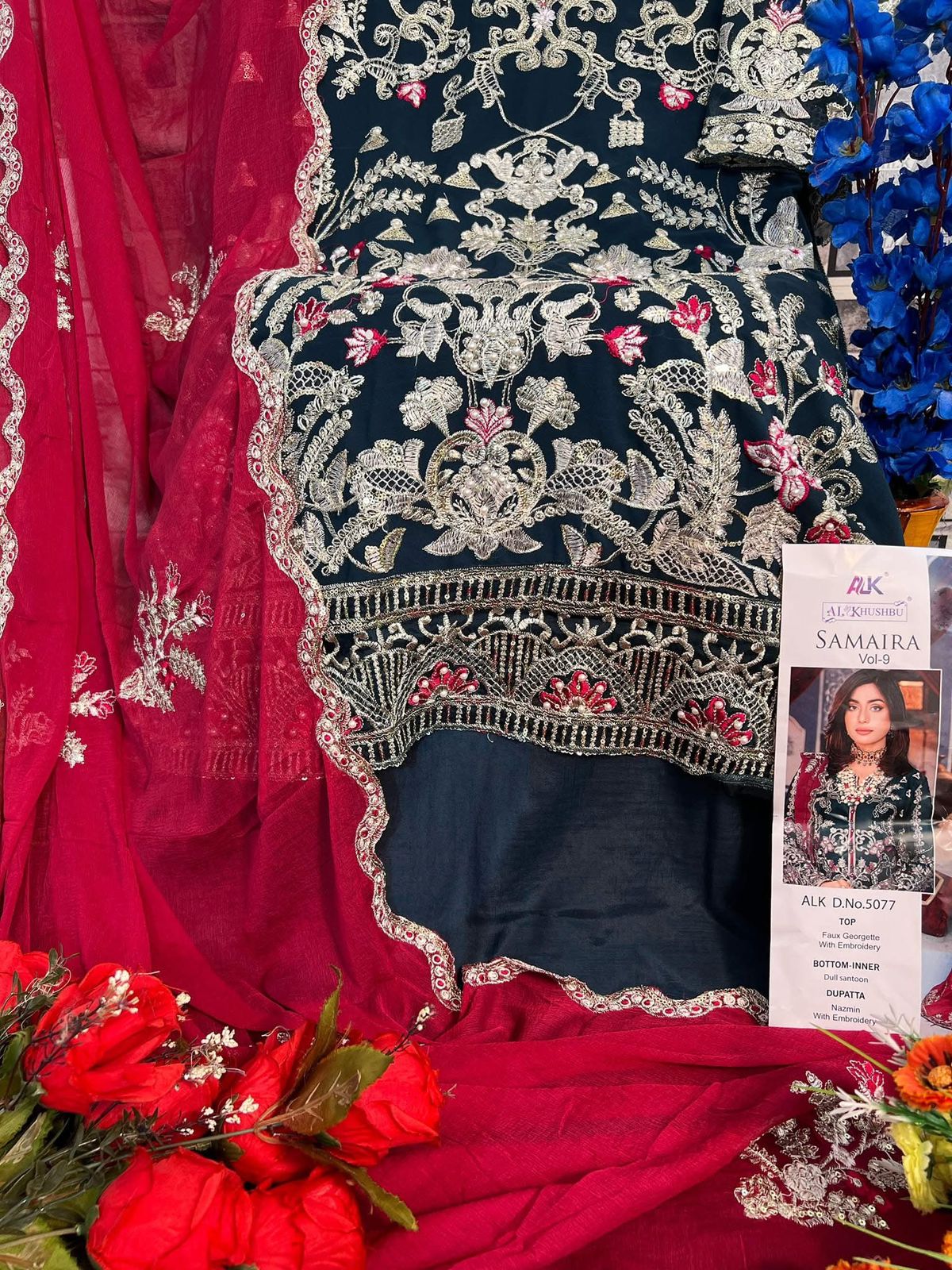 AL_KHUSHBU Samaira Vol-9 Wholesale Embroidered Georgette Pakistani Suit - Image 7