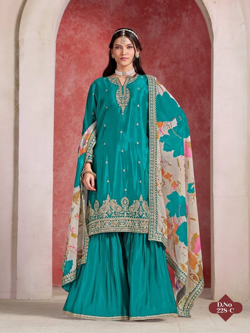 Aanaya Vol 228 Designer Wholesale Chinon Silk Salwar Suits Collection