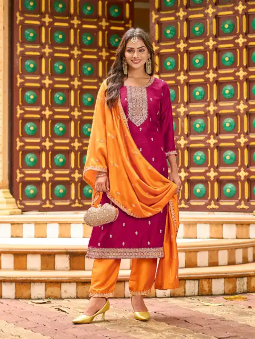 Aanchi Hiral Vichitra Silk 3 Wholesale Readymade Salwar Suit - Image 2