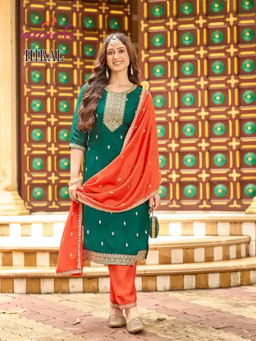 Aanchi Hiral Vichitra Silk 3 Wholesale Readymade Salwar Suit - Image 3