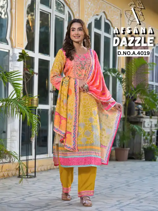 Afsana Dazzle DN 4019 Wholesale Elegance Readymade Salwar Suit Catalog