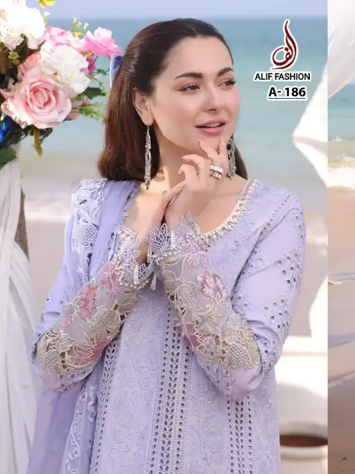 Alif Fashion A186 Wholesale Heavy Embroidered Cotton Pakistani Suit