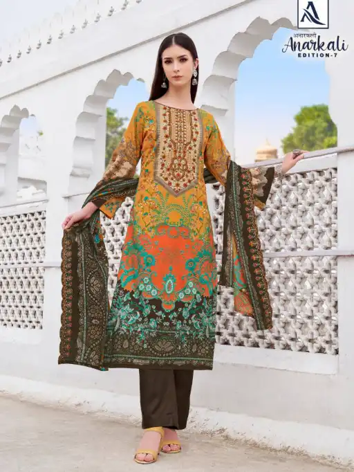 Alok Suits Anarkali Edition 7 Wholesale Cambric Cotton Dress Material - Image 5