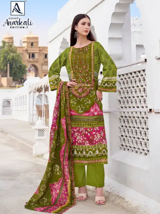 Alok Suits Anarkali Edition 7 Wholesale Cambric Cotton Dress Material - Image 8