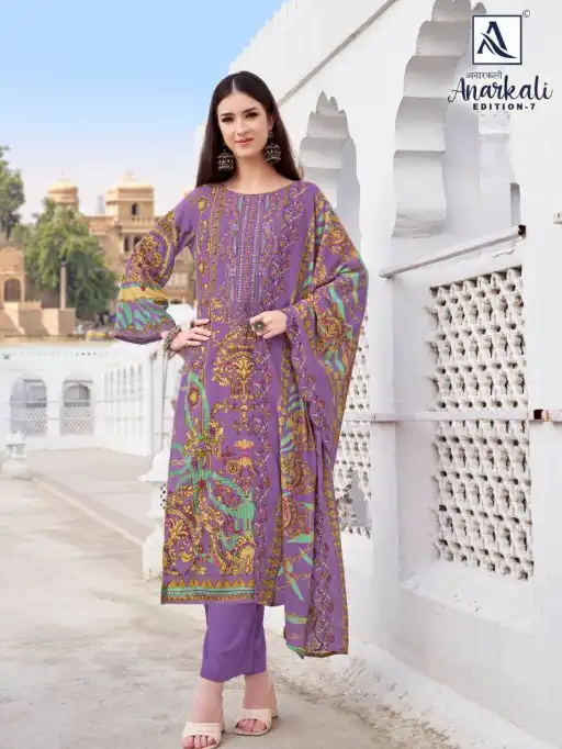 Alok Suits Anarkali Edition 7 Wholesale Cambric Cotton Dress Material - Image 3