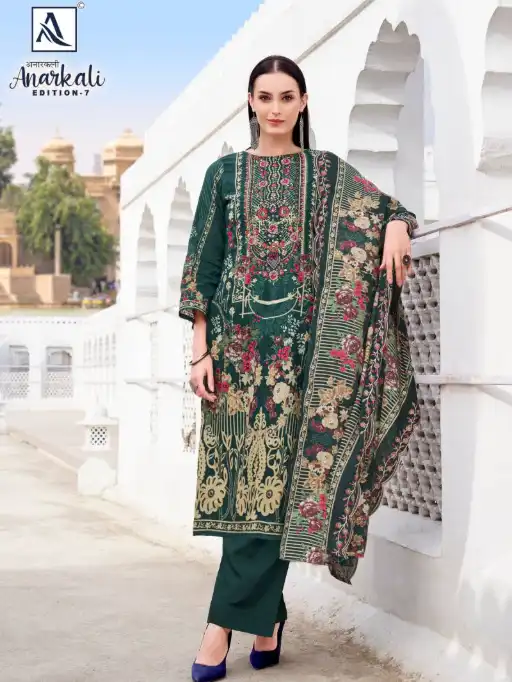 Alok Suits Anarkali Edition 7 Wholesale Cambric Cotton Dress Material - Image 4