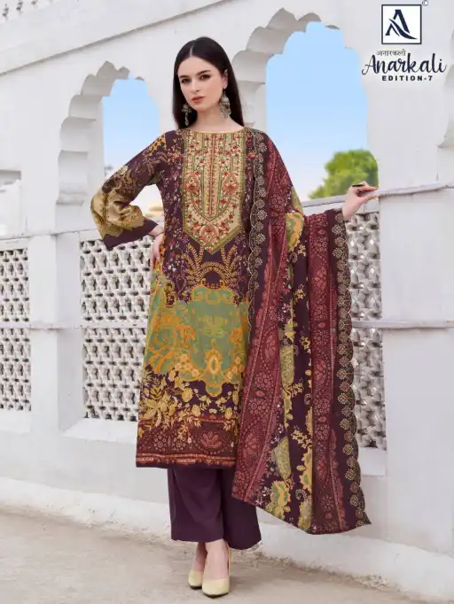 Alok Suits Anarkali Edition 7 Wholesale Cambric Cotton Dress Material - Image 6