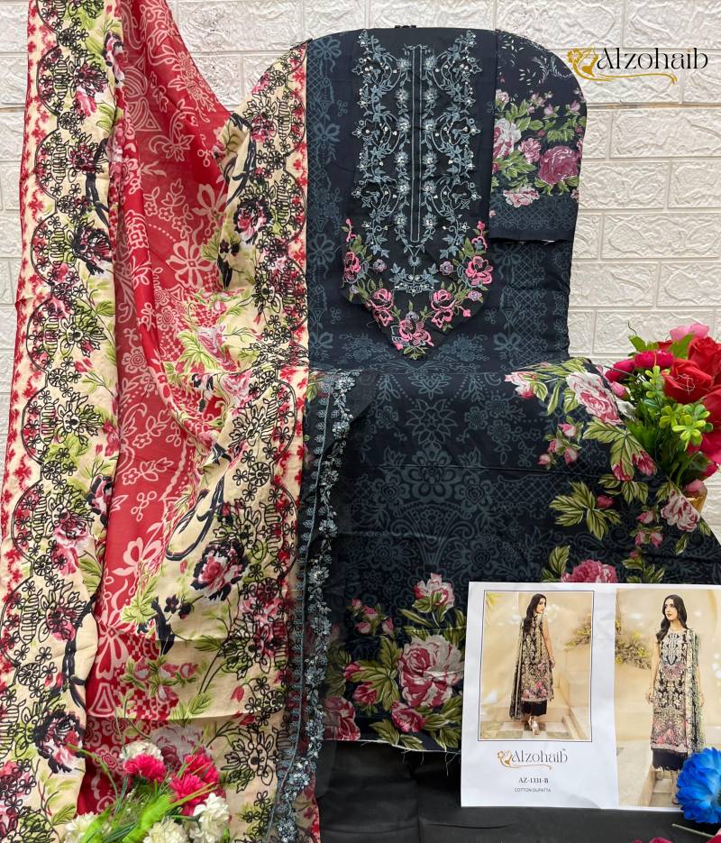 Alzohaib Az 1331 A & B Wholesale Cotton Pakistani Salwar Kameez Catalog - Image 6