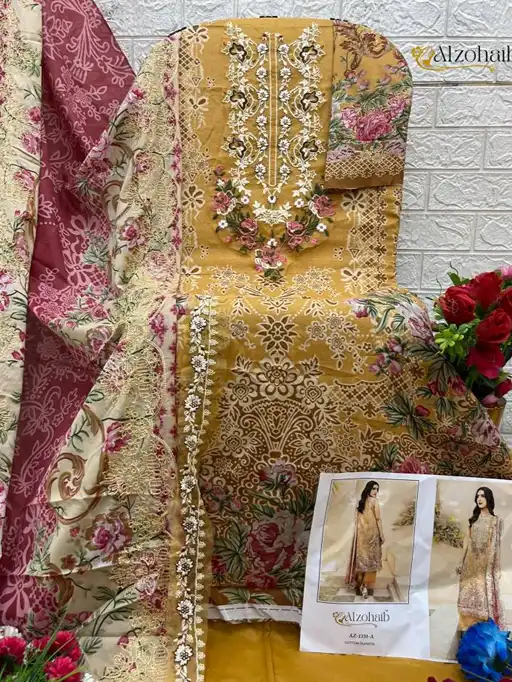 Alzohaib Az 1331 A & B Wholesale Cotton Pakistani Salwar Kameez Catalog