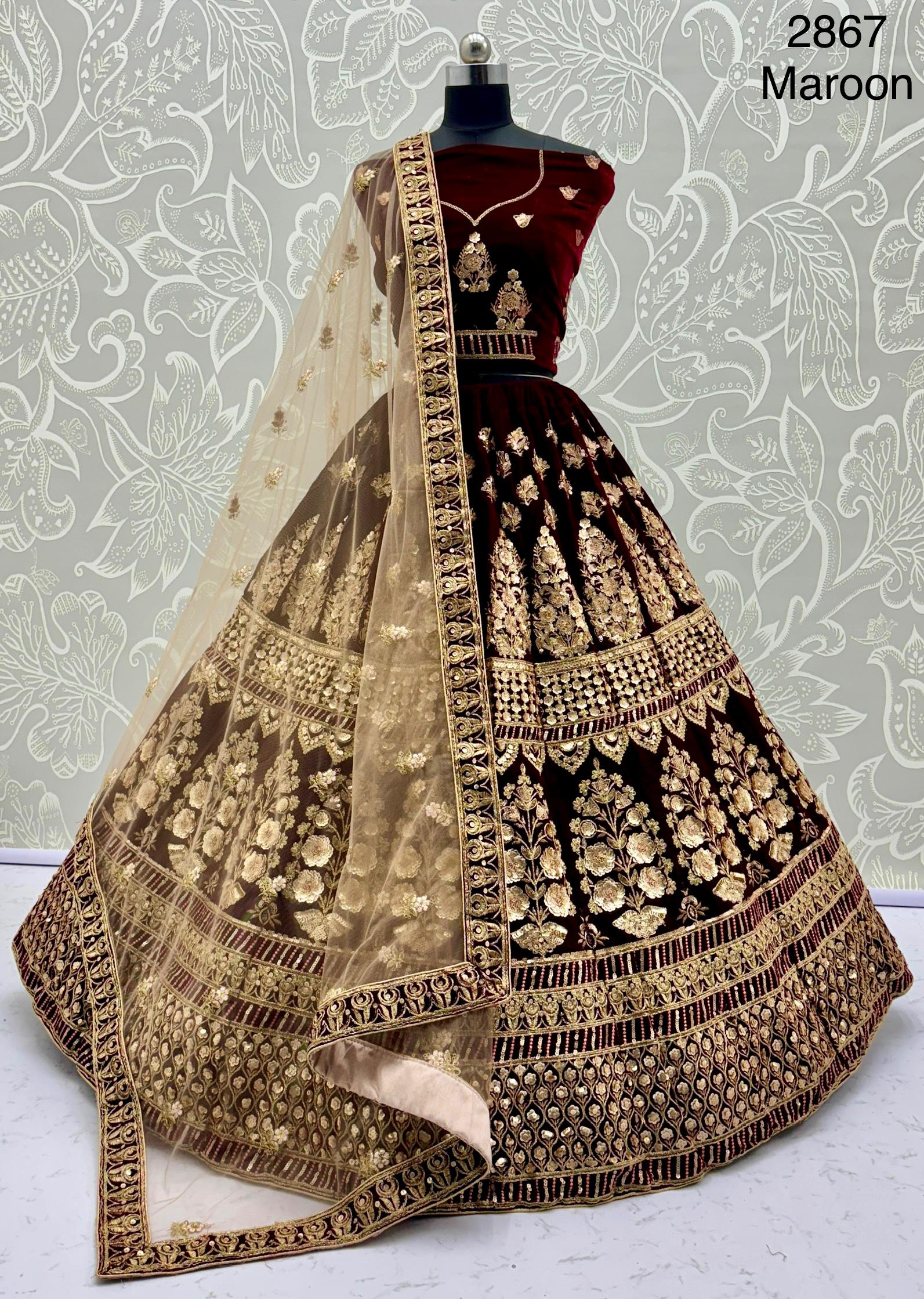 Anjani Art 2867 Velvet Embroidered Bridal Lehenga Collection