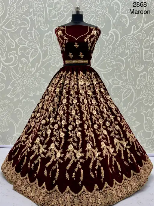 Anjani Art 2868 Velvet Embroidered Bridal Lehenga Choli Collection