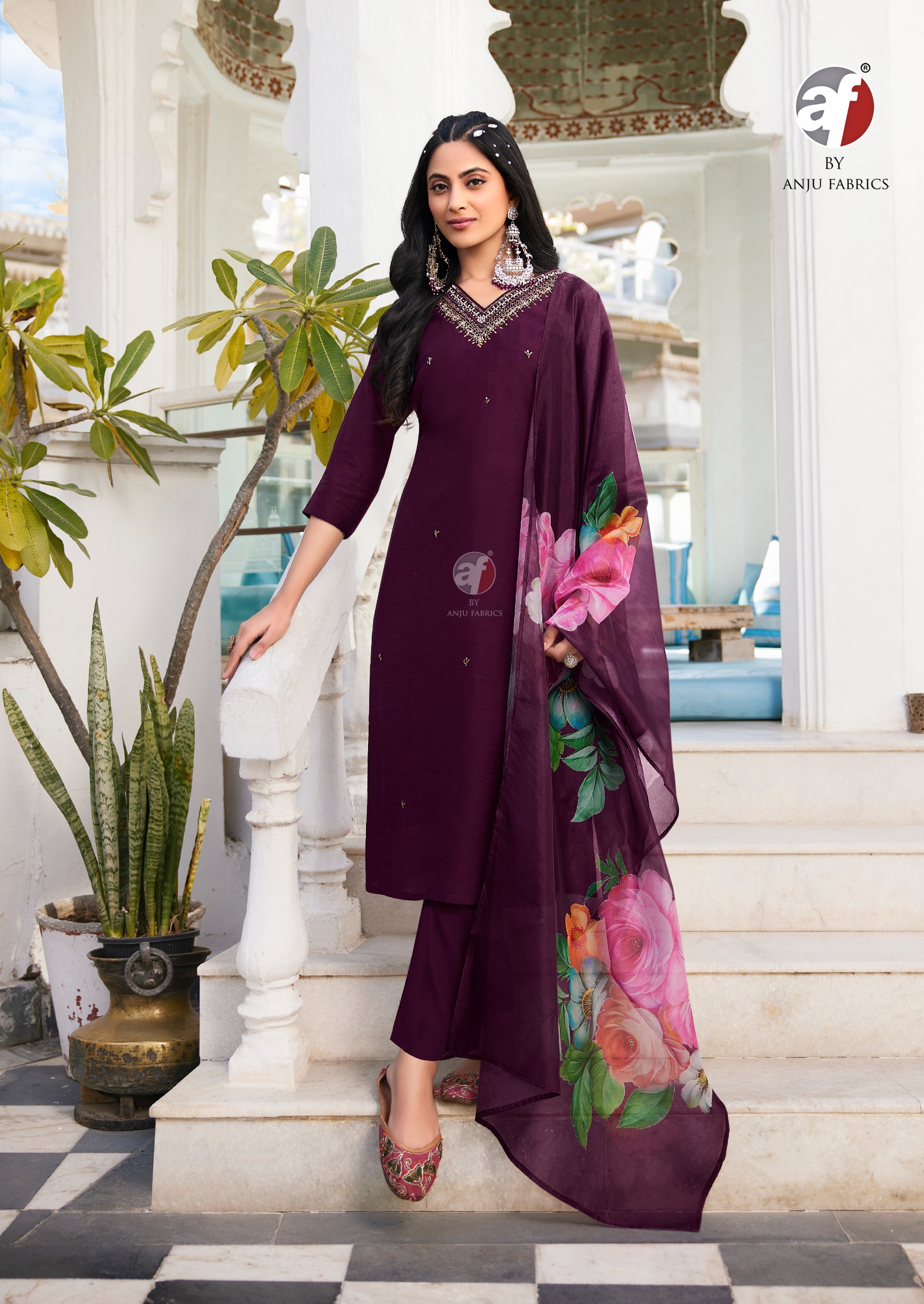 Anju Fabric Nakhrali Vol 6 Wholesale Modal Silk Kurti With Bottom Dupatta - Image 5