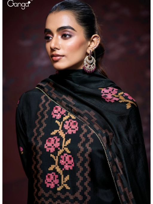 Ganga Brishti 3189 Designer Hand Embroidered Bemberg Silk Suit Catalog - Image 8