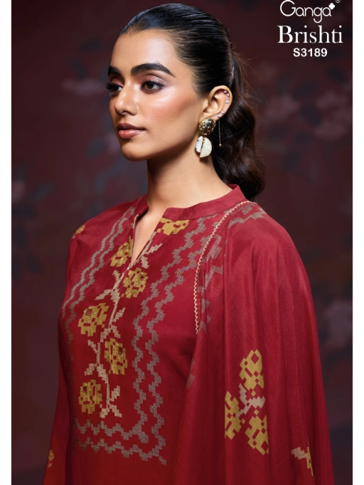 Ganga Brishti 3189 Designer Hand Embroidered Bemberg Silk Suit Catalog - Image 7
