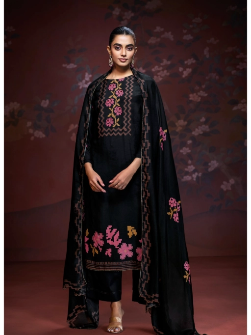 Ganga Brishti 3189 Designer Hand Embroidered Bemberg Silk Suit Catalog - Image 6