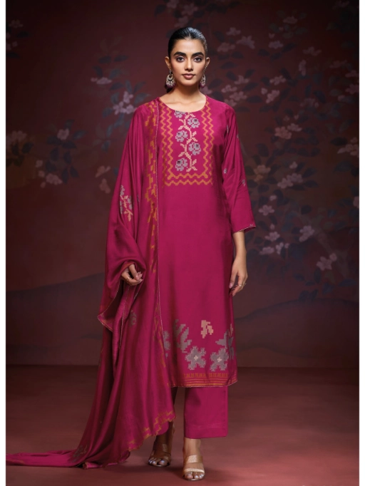 Ganga Brishti 3189 Designer Hand Embroidered Bemberg Silk Suit Catalog - Image 3