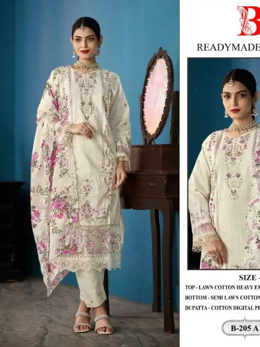 Bilqis B 205 Wholesale Lawn Cotton Readymade Pakistani Kameez
