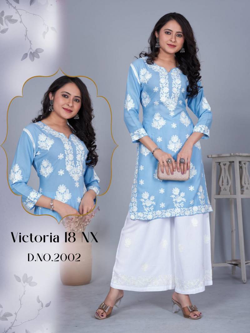 VBlue Hills Victoria 18 Nx Wholesale Rayon Kurti With Bottom Collection