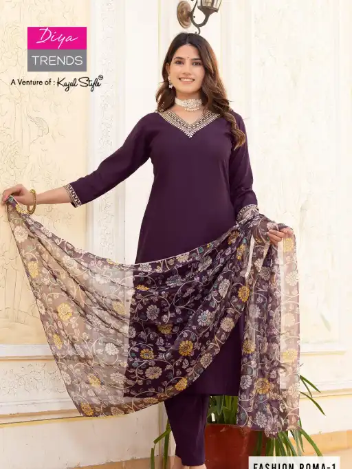 Diya Trends Fashion ROMA.1 Wholesale Straight Kurti With Bottom Dupatta - Image 5