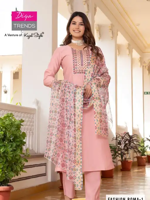 Diya Trends Fashion ROMA.1 Wholesale Straight Kurti With Bottom Dupatta - Image 7
