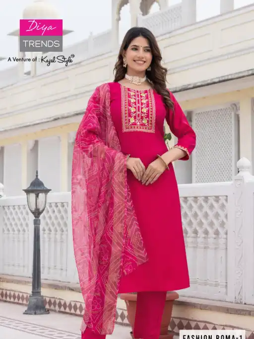 Diya Trends Fashion ROMA.1 Wholesale Straight Kurti With Bottom Dupatta