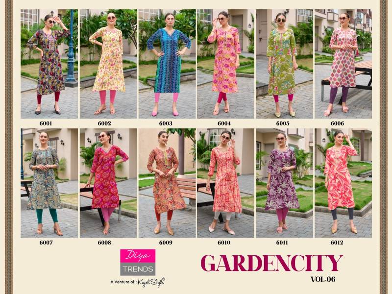 Diya Trends Gardencity Vol 6 Wholesale Rayon Kurti With Bottom - Image 13