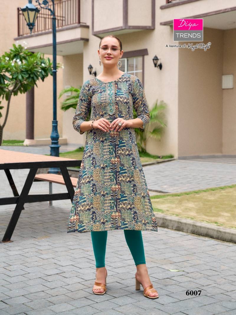 Diya Trends Gardencity Vol 6 Wholesale Rayon Kurti With Bottom - Image 2