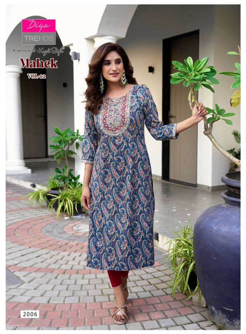 Diya Trends Mahek Vol 2 Wholesale Rayon Printed Kurti Collection - Image 8