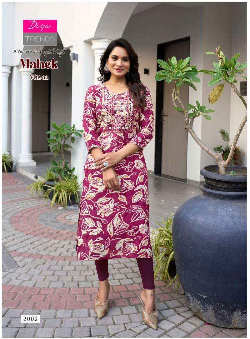 Diya Trends Mahek Vol 2 Wholesale Rayon Printed Kurti Collection - Image 3
