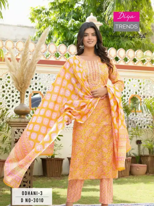 Diya Trends Odhani Vol 3 Wholesale Cotton Kurti With Bottom Dupatta Collection - Image 8