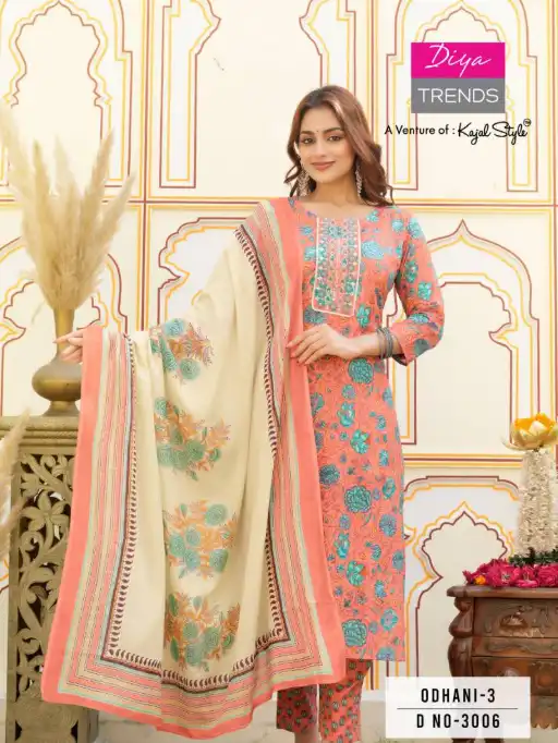 Diya Trends Odhani Vol 3 Wholesale Cotton Kurti With Bottom Dupatta Collection - Image 7