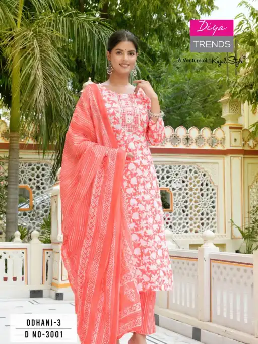 Diya Trends Odhani Vol 3 Wholesale Cotton Kurti With Bottom Dupatta Collection
