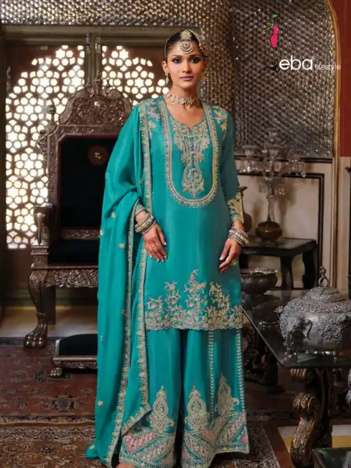 Eba Chalini Wholesale Readymade Chinon Heavy Embroidered Salwar Suit